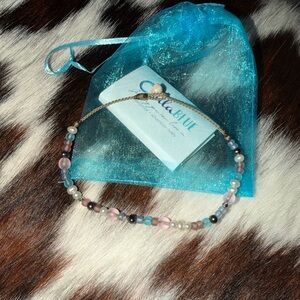 New Tula blue sea glass and pearl anklet